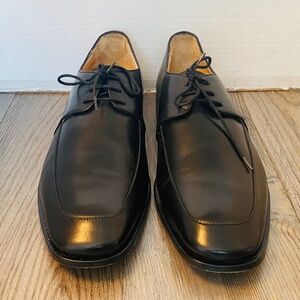 Designer, Italy, Mens Black Leather Dress Shoes, 9.5.
